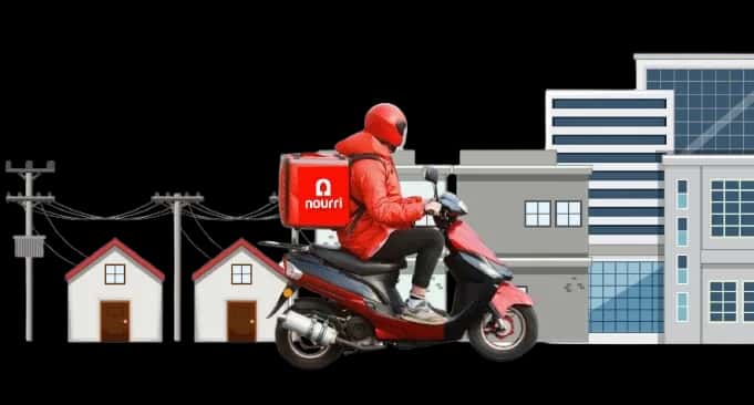 Nourri Express rider on an electric scooter