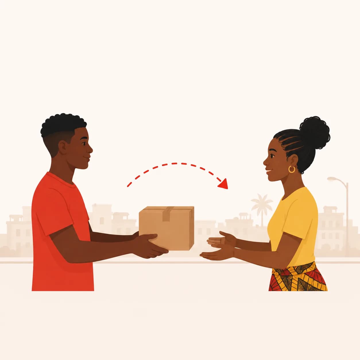 Sending a parcel from one person to another